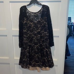 B. Smart Black and Beige Lace Dress